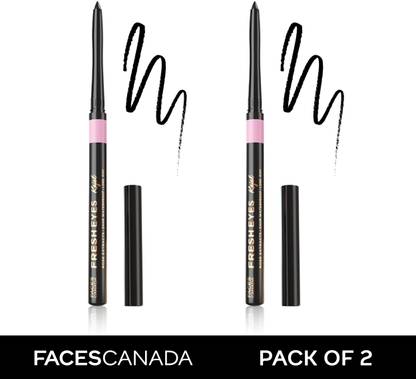FACES CANADA Fresh Eyes Kajal | With Rose Extract | 24HR Waterproof | Pack of 2