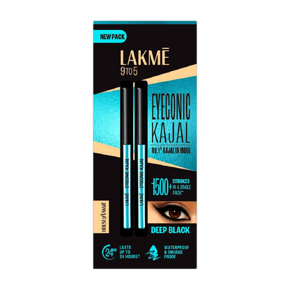 Lakmé 9 to 5 Eyeconic Kajal Twin Pack, lasts upto 24hrs...