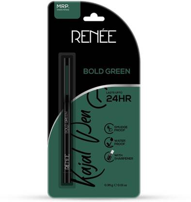 Renee Bold Green Kajal Pen with Sharpener, Long-lasting Matte Finish Kohl Pencil 0.35g