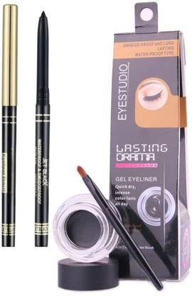 WECHARMERZ Waterproof & Smudgeproof Gel Kajal & Pencil Kajal PK OF 2