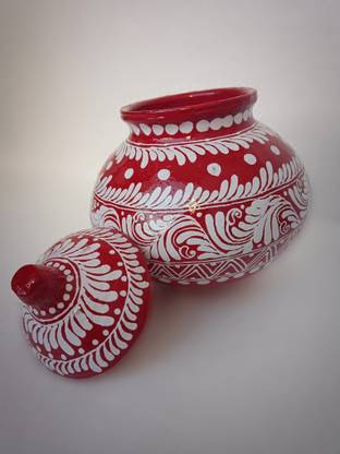 CC STORE Red Kalash Terracotta, Earthenware Kalash