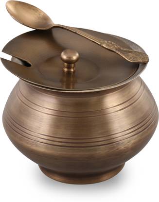 Brass Globe BRASS ANTIQUE GHEE POT WITH TIN COATING | GHEE CONTAINER | OIL POT | KALASH | Brass Kalash