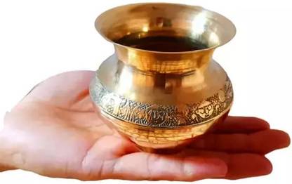 Shiv Om Kalash Brass Pot Pooja Items Indian Lota Traditional Brass Kalash