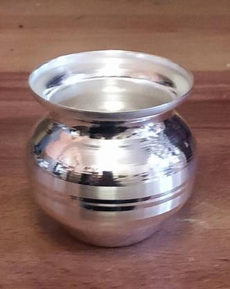 SujArta Kalash (Small) / Gindi, Premium 2.5 Inch Height. Kalash for Pooja Use, Silver Plated Kalash