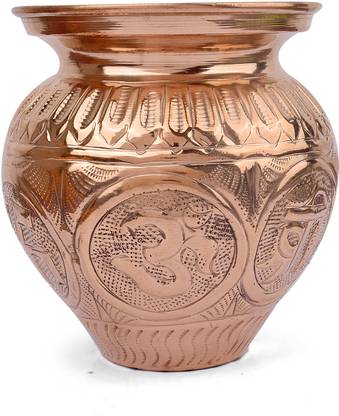 Satvik Handmade Copper Lota, Kalash for Puja and Surya Namaskar with Om Design Copper Kalash