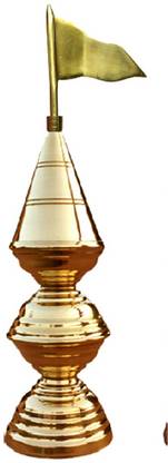 SHRIJIMATHURA Temple Kalash Pure Brass Orginal Vrindawani 3 Steps DHWJA artical on top Brass Kalash