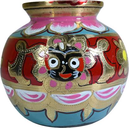 sai metal store Decorative Colour Round Heavy Brass Kalash Brass Kalash
