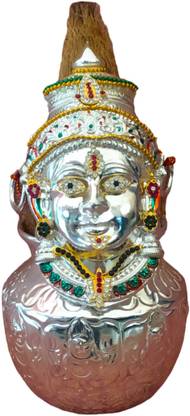 सूजअर्ता Lakshmi Face & Kalash (Combo) Varamahalakshmi Pooja, 6 In Face & 4.5 In Kalash, सिल्वर प्लेटेड कलश