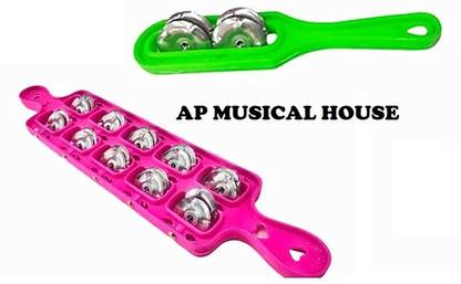 AP MUSICAL HOUSE Indian Wooden Handmade Plastic Jheeka 5 Line + Handel 1 Line Multi-color AP62 Kartal Instrument