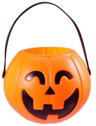 Wah!! Store Pumpkin Bucket Halloween Plastic Trick or Treat Buckets for Candy Treating Keepsake