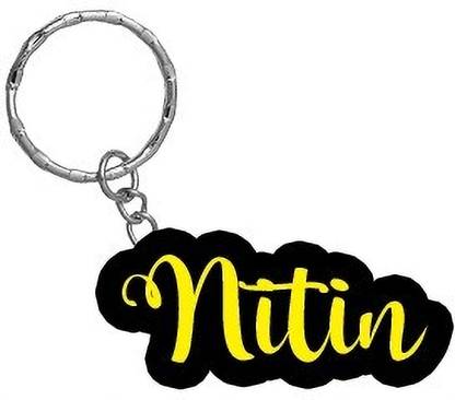 SY Gifts Nitin Name Black Yellow Name Keychain Key Chain
