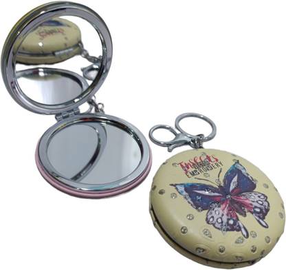 YuNiesto A Unique &Stylish Pocket Mirror In Glitter Butterfly Design Key Chain Key Chain