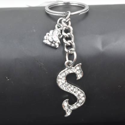 AFH ALPHABET S LETTER METAL MAHA GANPATI CHARM PROTECTIVE KEYCHAIN FOR CAR, BIKE Key Chain
