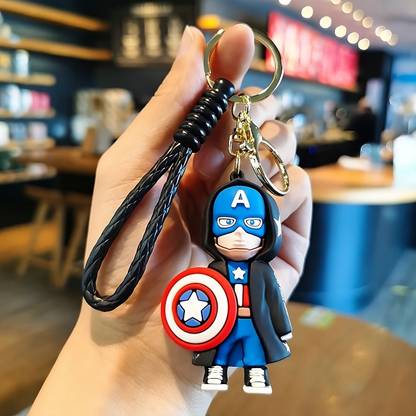 GT Gala Time Captain America 3D Cute Cartoon Soft Silicone Keychain For Boys Gifting Key Chain