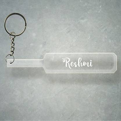 SY Gifts Cricket Bat Logo Design With Reshmi Name Key Chain
