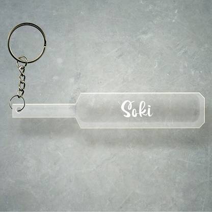 SY Gifts Cricket Bat Logo Design With Soki Name Key Chain