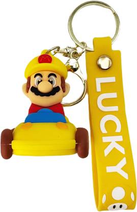 Buko Mario Kart 3D Silicone Keychain with Hook & Lanyard Iconic Game Character Yellow Key Chain