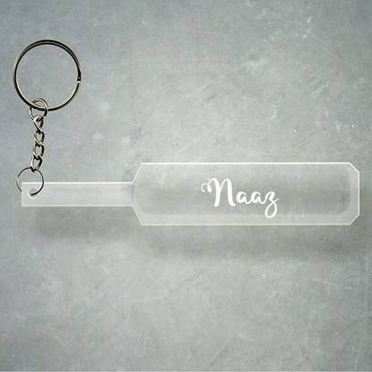 SY Gifts Cricket Bat Logo Design With Naaz Name Key Chain