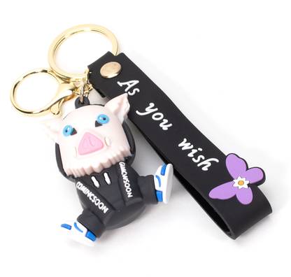 WHITE POPCORN Demon Anime Key Baby Inosuke Silicon 3D Keychain Key Chain
