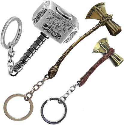 NSV Marvel Thor Hammer and Thot Stormbreaker axe Keyring Key Chain