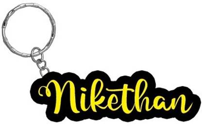 SY Gifts Nikethan Name Black Yellow Name Keychain Key Chain