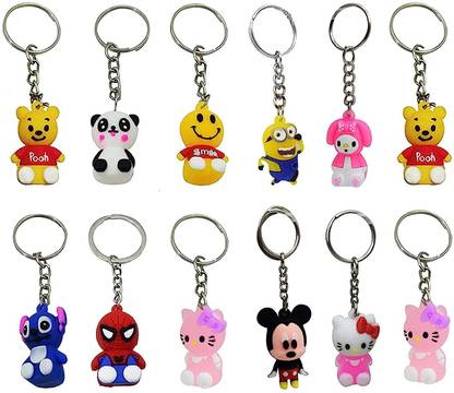 Daniyal Trader 12 pc Cartoon Character Keyrings Keychains for Kids Return Gifts for Boys/Girls Key Chain