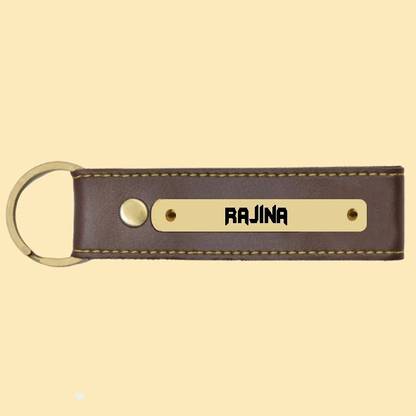 SY Gifts Rajina Name Brown Artificial Leather Keychain Key Chain