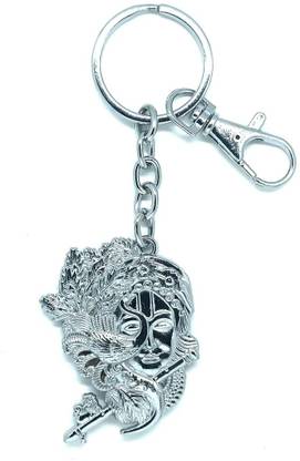 Electro Factory Lord Krishna Face Peacock Flute Dual Sided Keychain for Car,Bike,Home Keys Key Chain