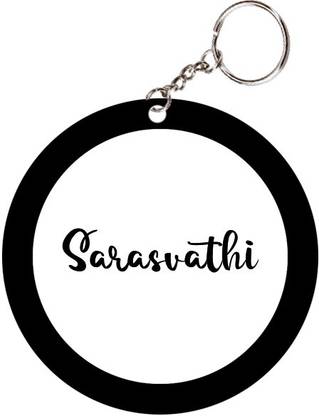 SY Gifts Sarasvathi Name Black Keychain Key Chain