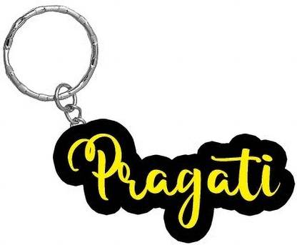 SY Gifts Pragati Name Black Yellow Name Keychain Key Chain