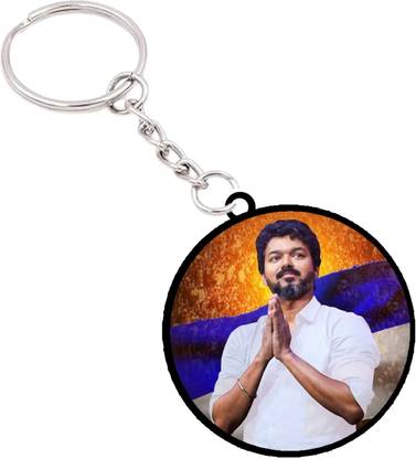 VINODHANA Actor Vijay Image Printed Keychain/ Round Shape Double side printed (02) Key Chain
