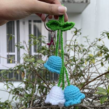 Skeindalous Creations Handmade Crochet Lily of the Valley Keychain Accessory Key Chain