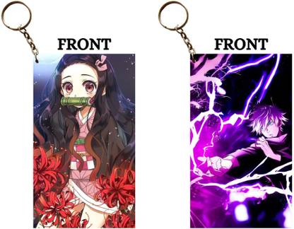 Hariyaali Enterprises LLP SO CUTE NEZUKO GIRL X GOJO CURSE TECHNIQUE Unique Style 2 pcs Combo Key Chain
