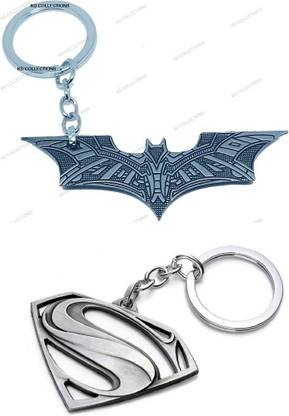 kd collections BATMAN LOGO & SUPERMAN LOGO Metal Keychain Keyring|Pack of 2 Key Chain