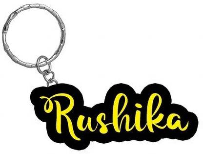 SY Gifts Rushika Name Black Yellow Name Keychain Key Chain