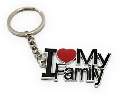 High Choice I Love My Family with Red Heart Metal Key Chain