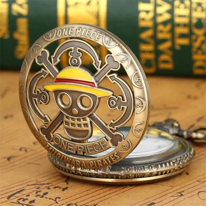 क्लासिक क्विर्क Gandhi Style Vintage Anime One Piece Theme Logo Design Embossing Pocket Watch की चेन