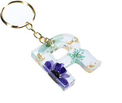 CRAFT STUDIO Green & Purple Resin Alphabet R Initial letter keychain for Boys & Girls Key Chain