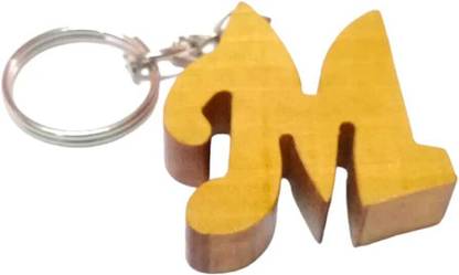 Goranabikidukaan Decorative M Alphabet Wooden Key Chain Key Chain