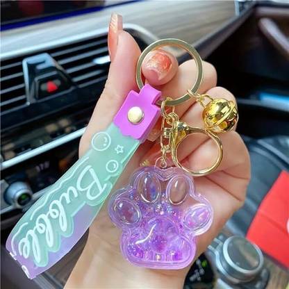 Mr. Auen Floating Quicksand Cat Paw Keychains Acrylic Keychain For Boys & Girls Key Chain