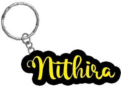 SY Gifts Nithira Name Black Yellow Name Keychain Key Chain