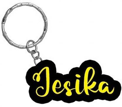 SY Gifts Jesika Name Black Yellow Name Keychain Key Chain