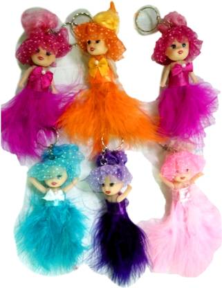 BAS Assured Multicolor 6pcs Combo Fancy Doll Fur Key chain Key Chain