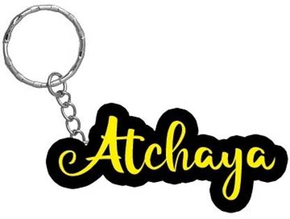 SY Gifts Atchaya Name Black Yellow Name Keychain Key Chain
