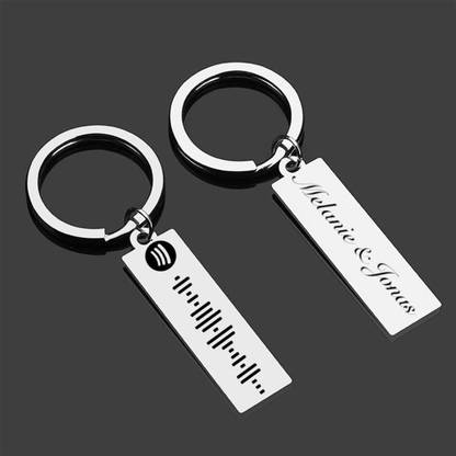 BAWLI BOOCH Spotify Code Stainless Steel Keychain Song Playlist Podcast with Desired Engrave Key Chain