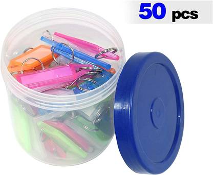 MiB enterprise Multicolor Name Tag Keychain With Two Side ID Label (Pack of 50) Key Chain