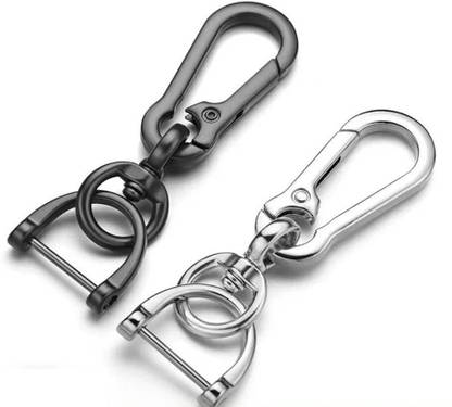 JVCV 2pack Metal Keychain Car Key clip Horseshoe Shape D-Ring Key with Carabiner Key Chain