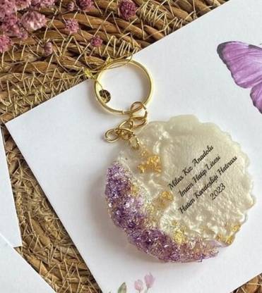Brightfashion resin art round customized keychain Key Chain