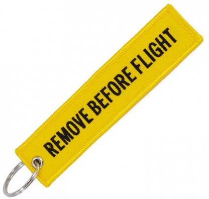 AutoTrends REMOVE BEFORE FLIGHT Car Bike Embroidered Fabric Tag Strap Keyring Key Holder Key Chain