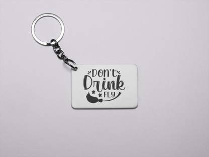 MiTrends Don't drink & fly Black Text -Printed acrylic Keychain(Pack Of 2) Key Chain